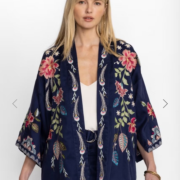 Johnny Was Other - Johnny Was Navy Floral Embroidered Kimono